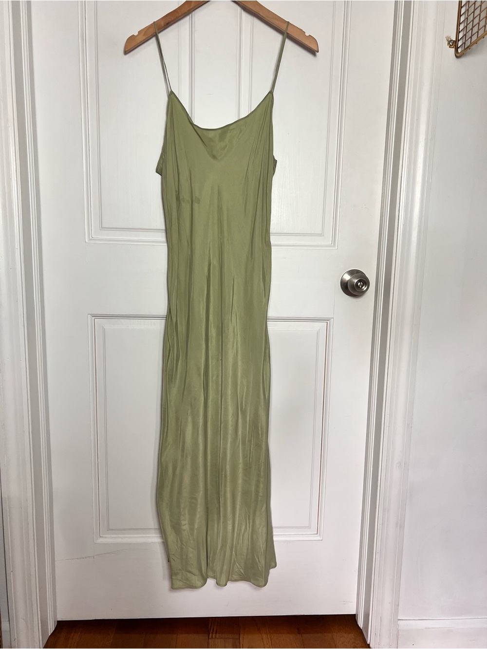 J. Crew Olive Green Slip Maxi Dress with Thin Straps